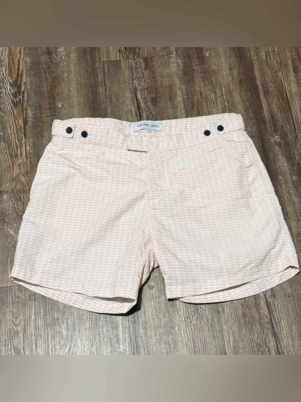 Frescobol Carioca Swim Shorts Men's 34 Button Fly Geometric Summer Beach Wear